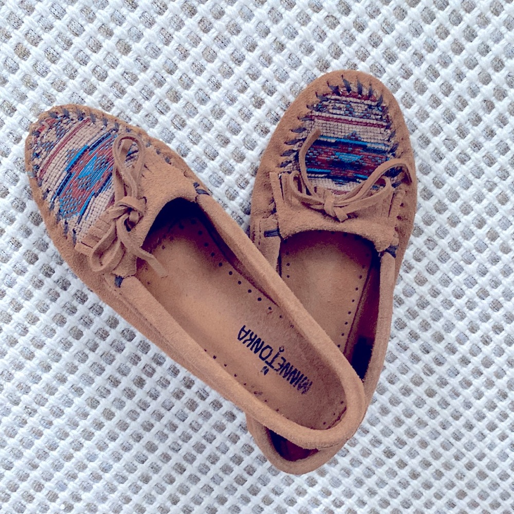 Minnetonka Aztec Embroidered Mocassins